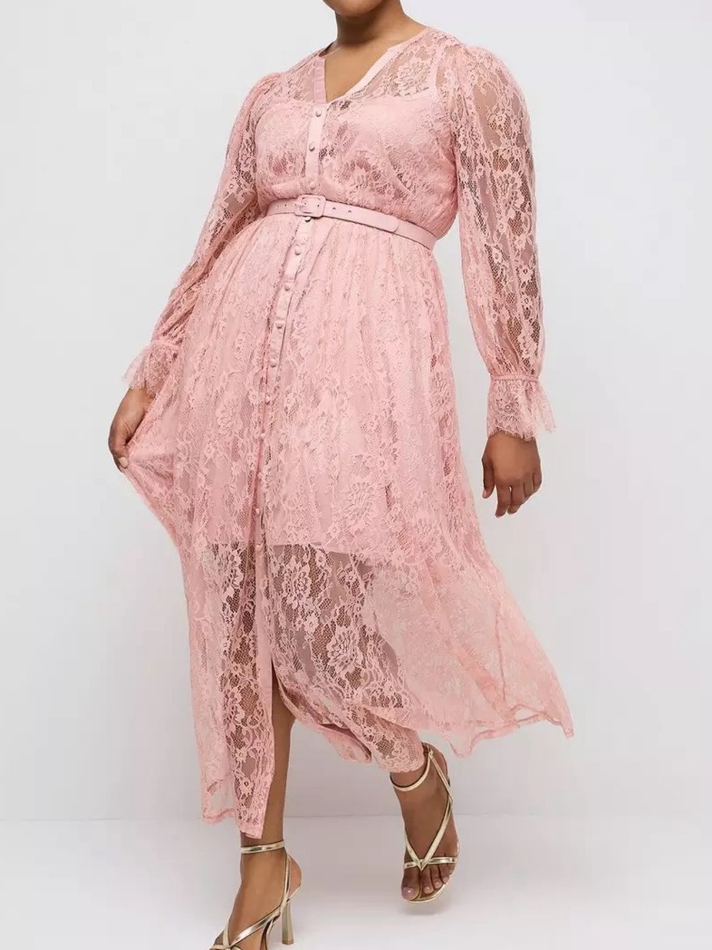 NWT Torrid Studio Lace Button Front Rose Pink Dress - Torrid Size 2 (18-20, 2X)